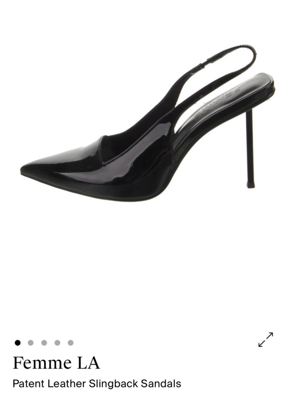 La Femme Black Patent Leather Pointed Slingback Pumps